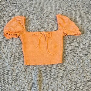 Aritzia Wilfred orange crop top